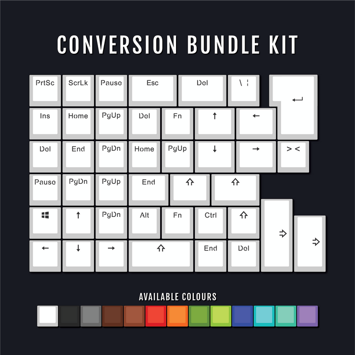Full Conversion Kit - 65/75% - Various Colours Krome Keycaps LTD Conversion Kit