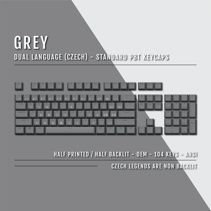 Grey Czech (ISO-CZ) Dual Language PBT Keycaps Krome Keycaps LTD czech