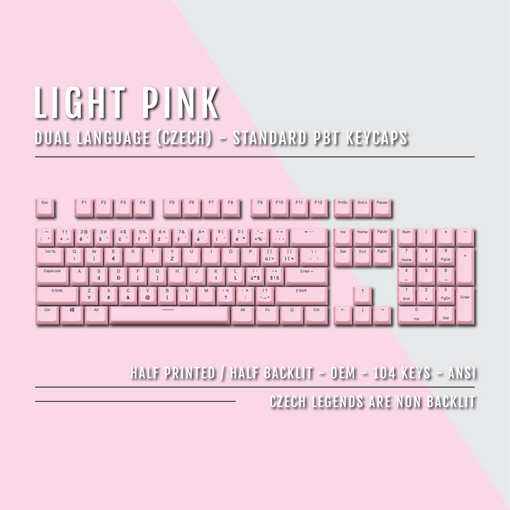Light Pink Czech (ISO-CZ) Dual Language PBT Keycaps Krome Keycaps LTD czech