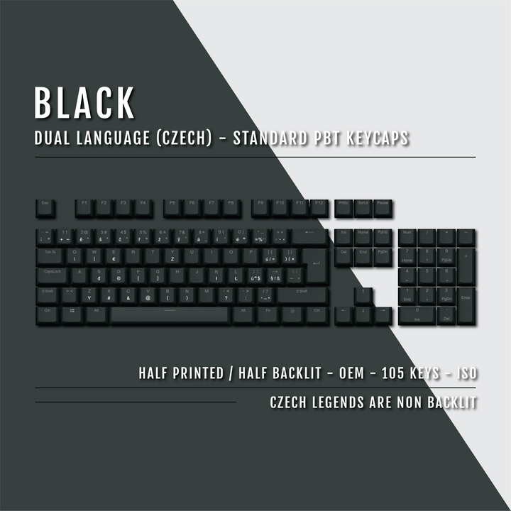 Black Czech (ISO-CZ) Dual Language PBT Keycaps Krome Keycaps LTD czech
