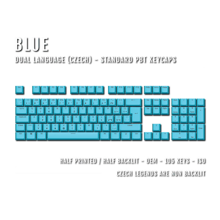 Blue Czech (ISO-CZ) Dual Language PBT Keycaps Krome Keycaps LTD czech