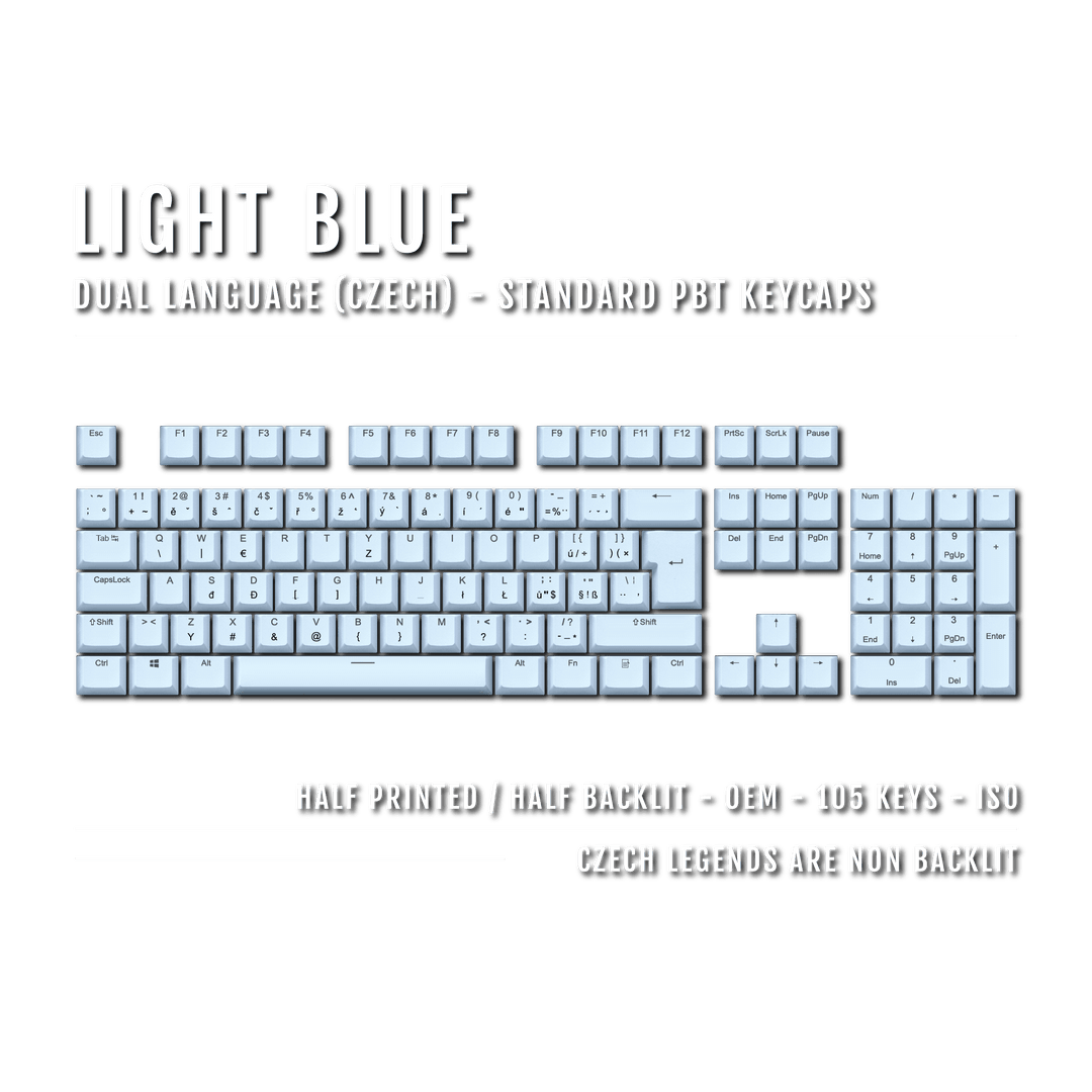 Light Blue Czech (ISO-CZ) Dual Language PBT Keycaps Krome Keycaps LTD czech