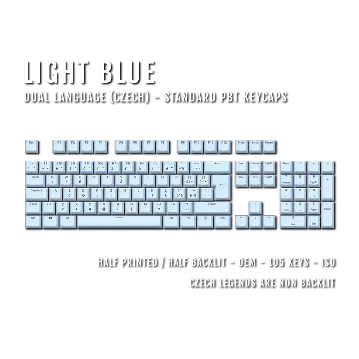 Light Blue Czech (ISO-CZ) Dual Language PBT Keycaps Krome Keycaps LTD czech