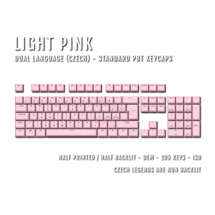 Light Pink Czech (ISO-CZ) Dual Language PBT Keycaps Krome Keycaps LTD czech