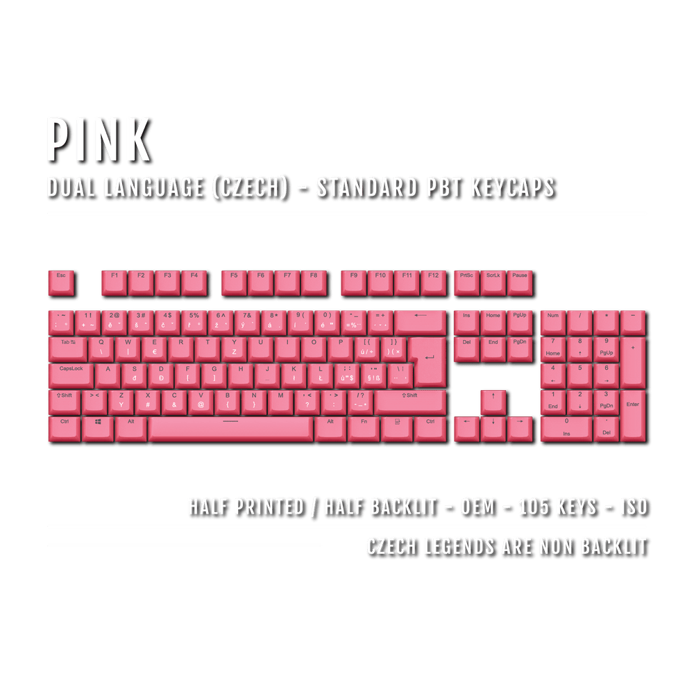 Pink Czech (ISO-CZ) Dual Language PBT Keycaps Krome Keycaps LTD czech