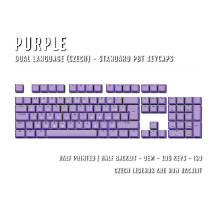 Purple Czech (ISO-CZ) Dual Language PBT Keycaps Krome Keycaps LTD czech