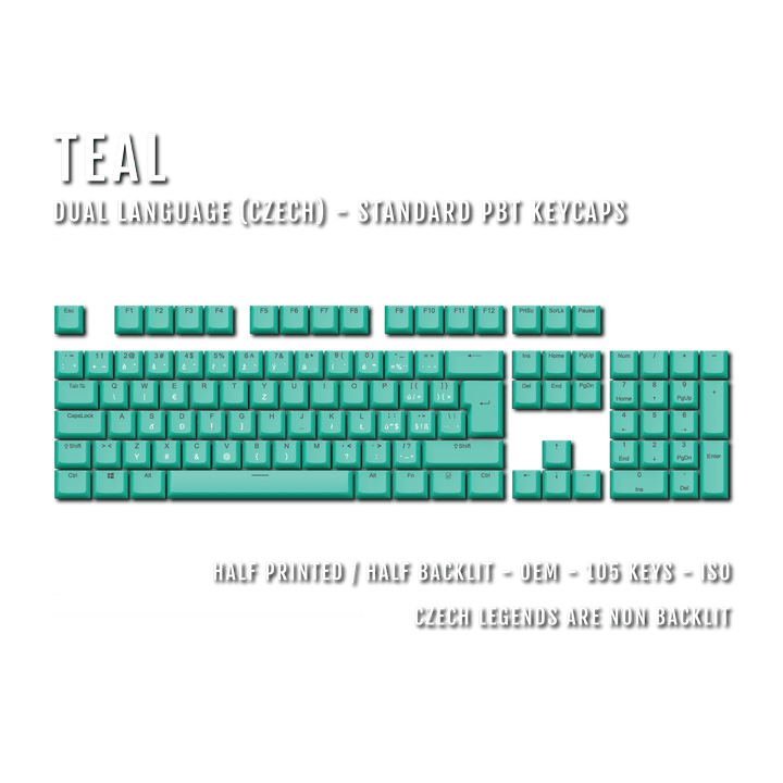 Teal Czech (ISO-CZ) Dual Language PBT Keycaps Krome Keycaps LTD czech