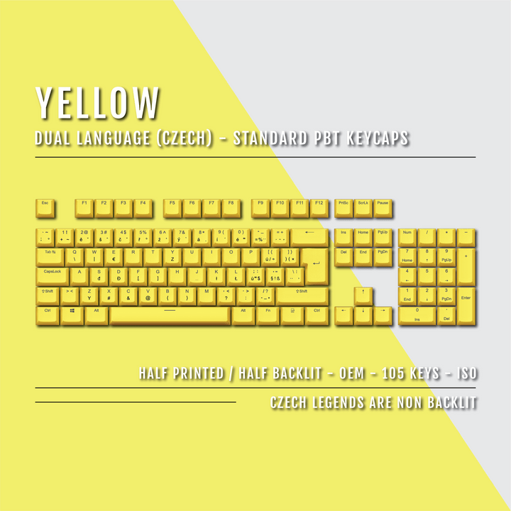 Yellow Czech (ISO-CZ) Dual Language PBT Keycaps Krome Keycaps LTD czech