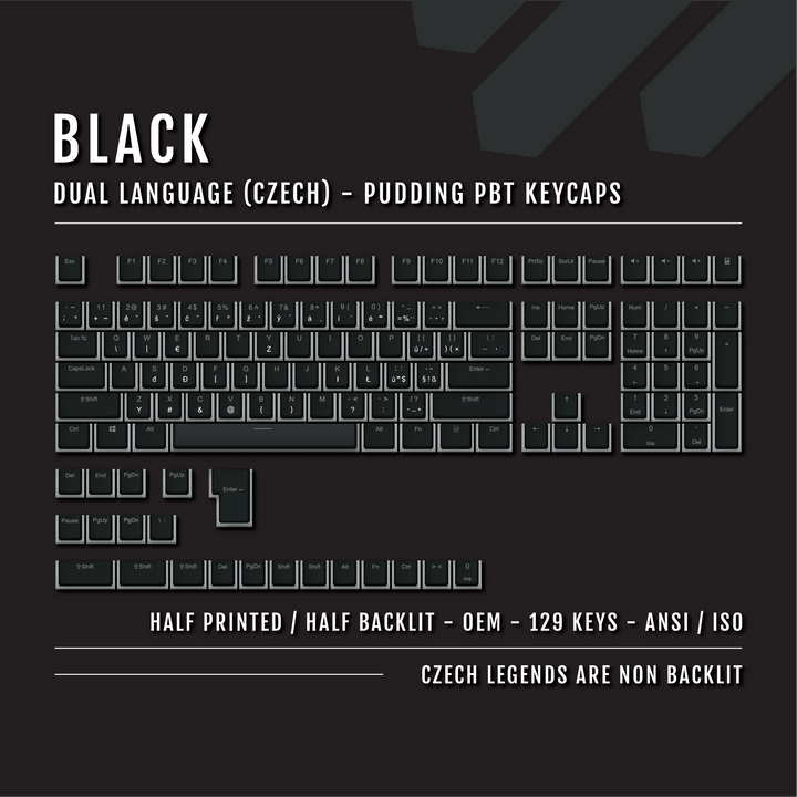 Black Czech (ISO-CZ) Dual Language PBT Pudding Keycaps