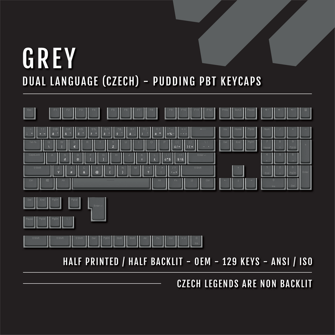 Grey Czech (ISO-CZ) Dual Language PBT Pudding Keycaps