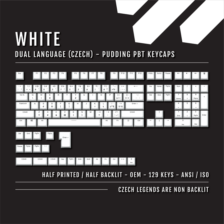 White Czech (ISO-CZ) Dual Language PBT Pudding Keycaps Krome Keycaps LTD czech