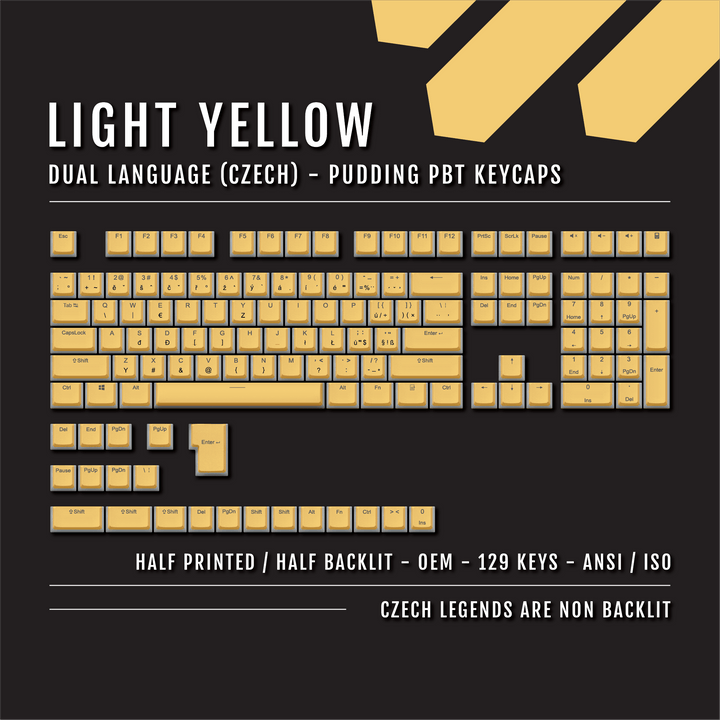 Light Yellow Czech (ISO-CZ) Dual Language PBT Pudding Keycaps Krome Keycaps LTD czech