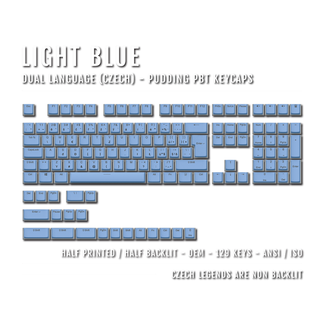 Light Blue Czech (ISO-CZ) Dual Language PBT Pudding Keycaps