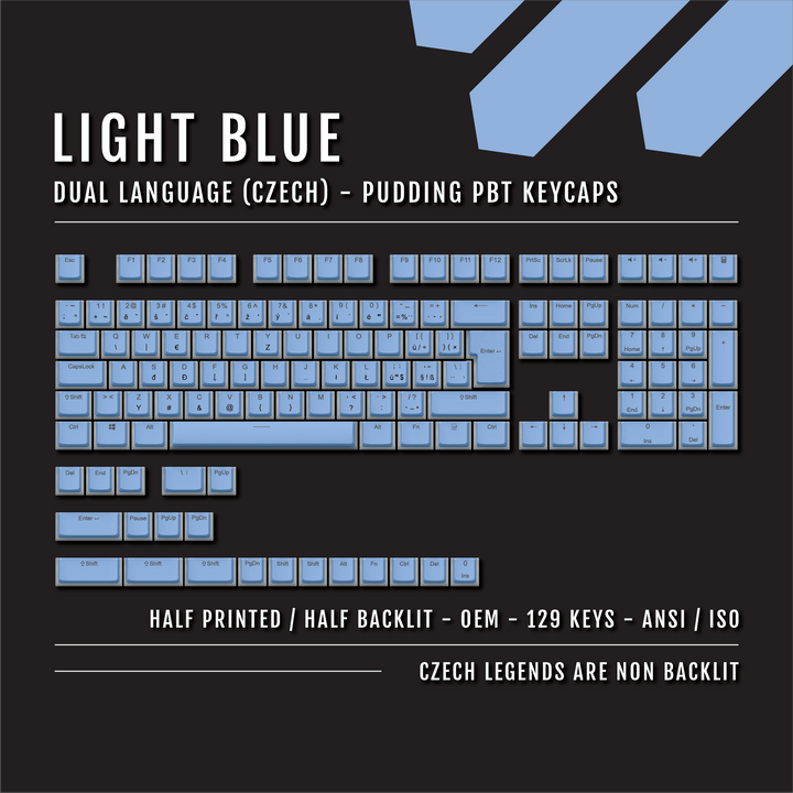 Light Blue Czech (ISO-CZ) Dual Language PBT Pudding Keycaps