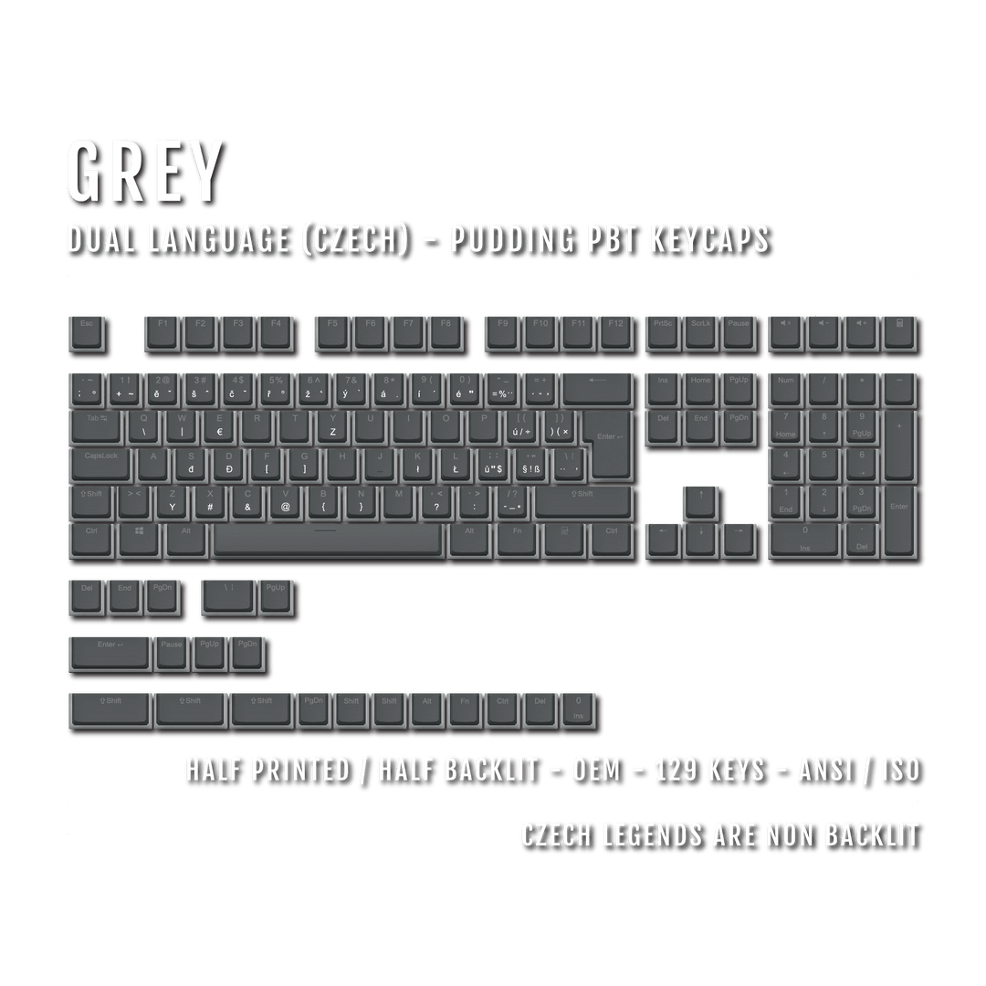 Grey Czech (ISO-CZ) Dual Language PBT Pudding Keycaps