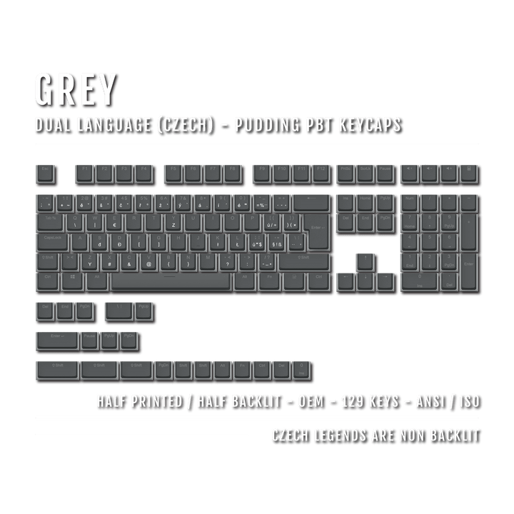 Grey Czech (ISO-CZ) Dual Language PBT Pudding Keycaps