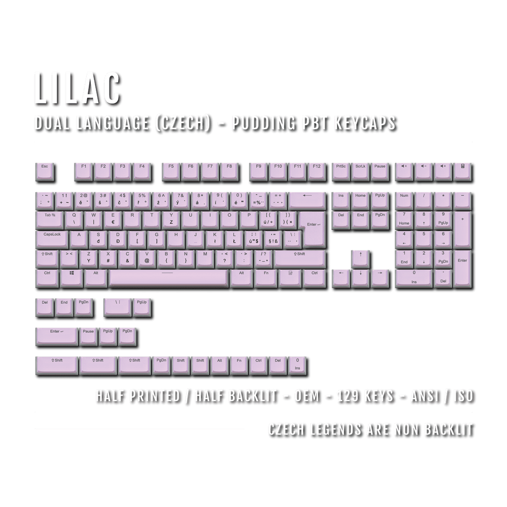 Lilac Czech (ISO-CZ) Dual Language PBT Pudding Keycaps Krome Keycaps LTD czech