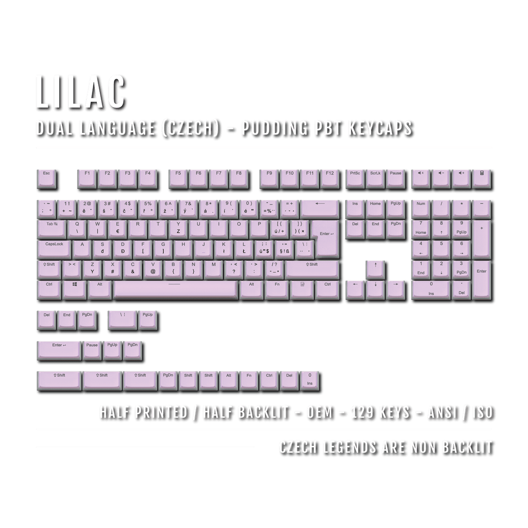 Lilac Czech (ISO-CZ) Dual Language PBT Pudding Keycaps Krome Keycaps LTD czech