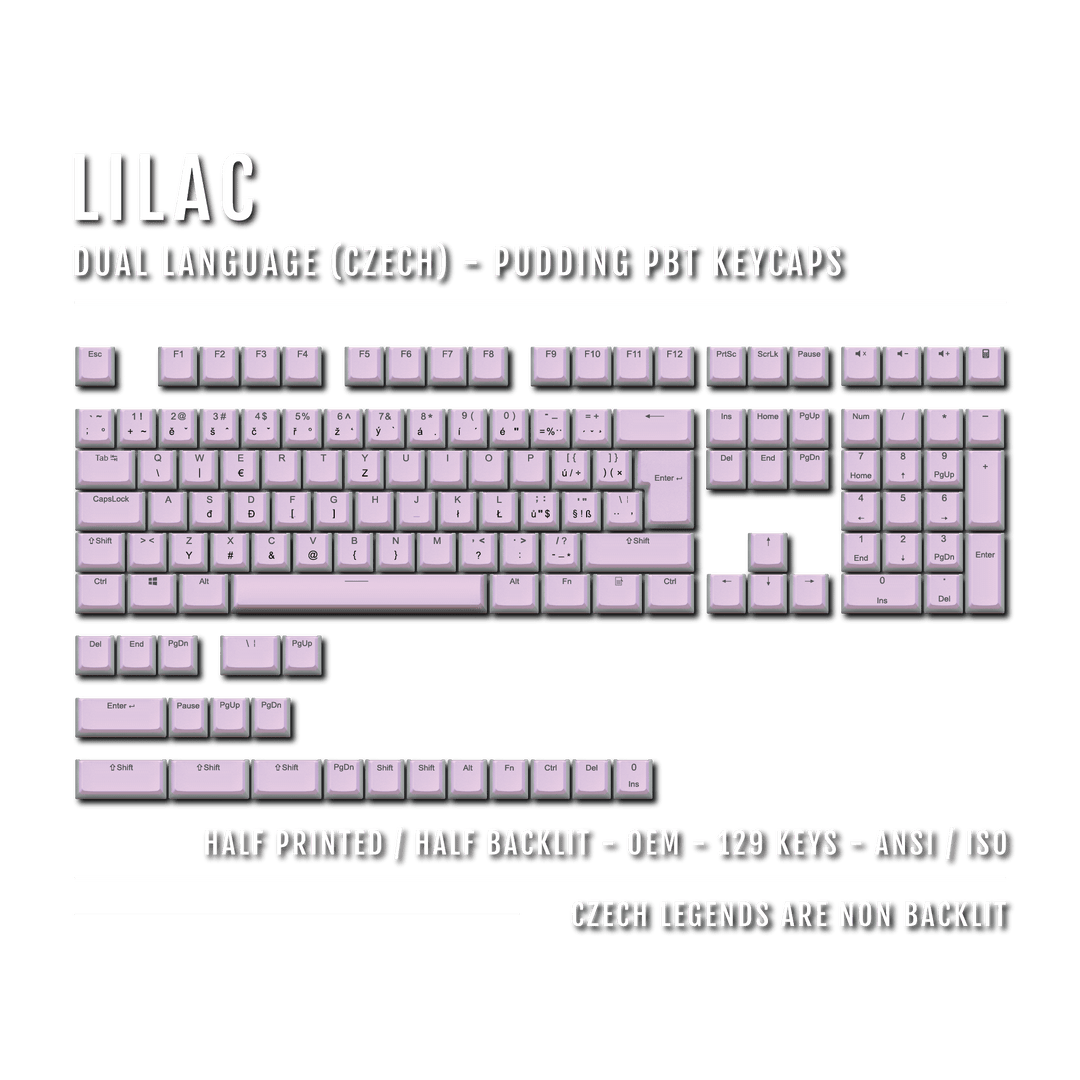 Lilac Czech (ISO-CZ) Dual Language PBT Pudding Keycaps