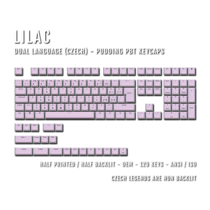 Lilac Czech (ISO-CZ) Dual Language PBT Pudding Keycaps