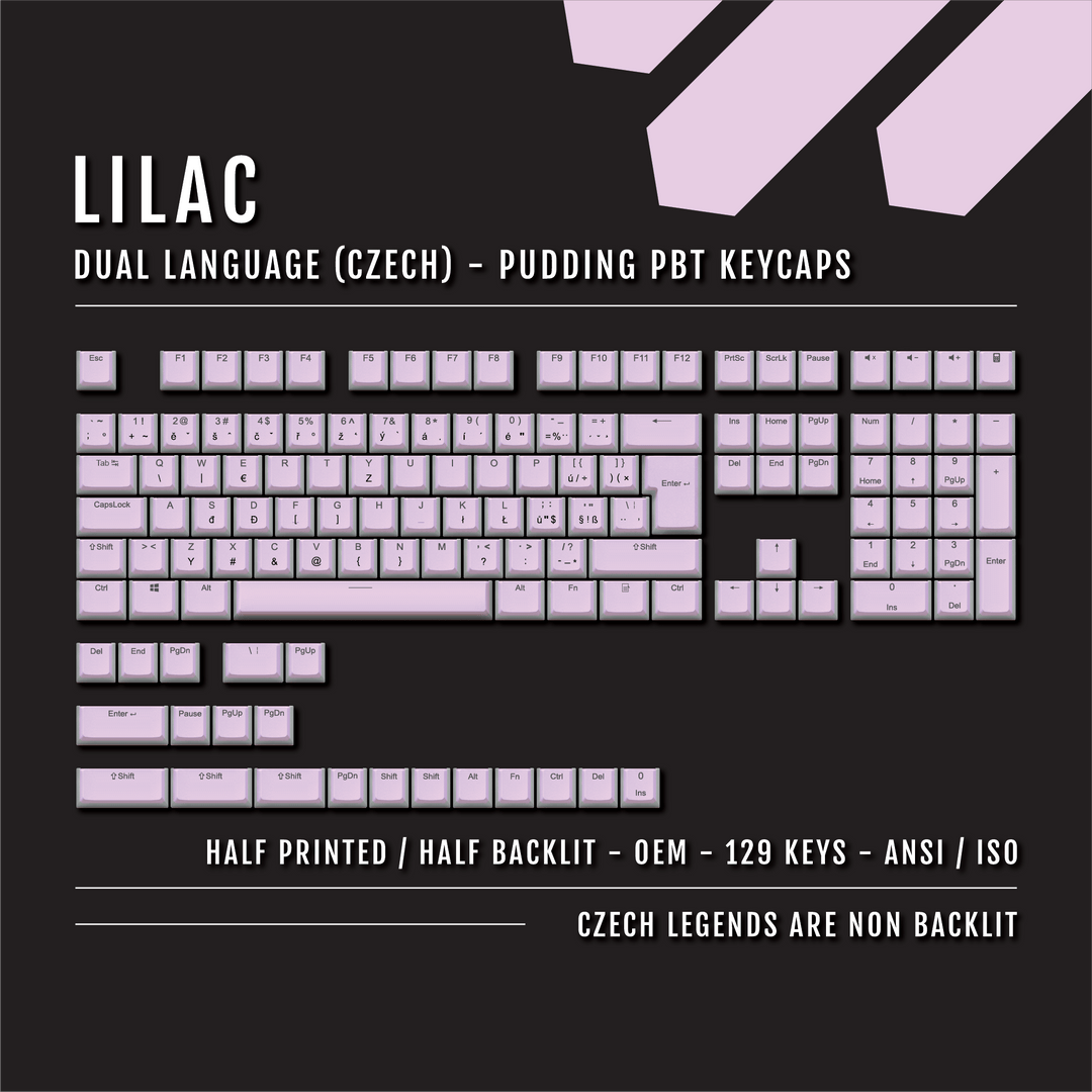 Lilac Czech (ISO-CZ) Dual Language PBT Pudding Keycaps Krome Keycaps LTD czech