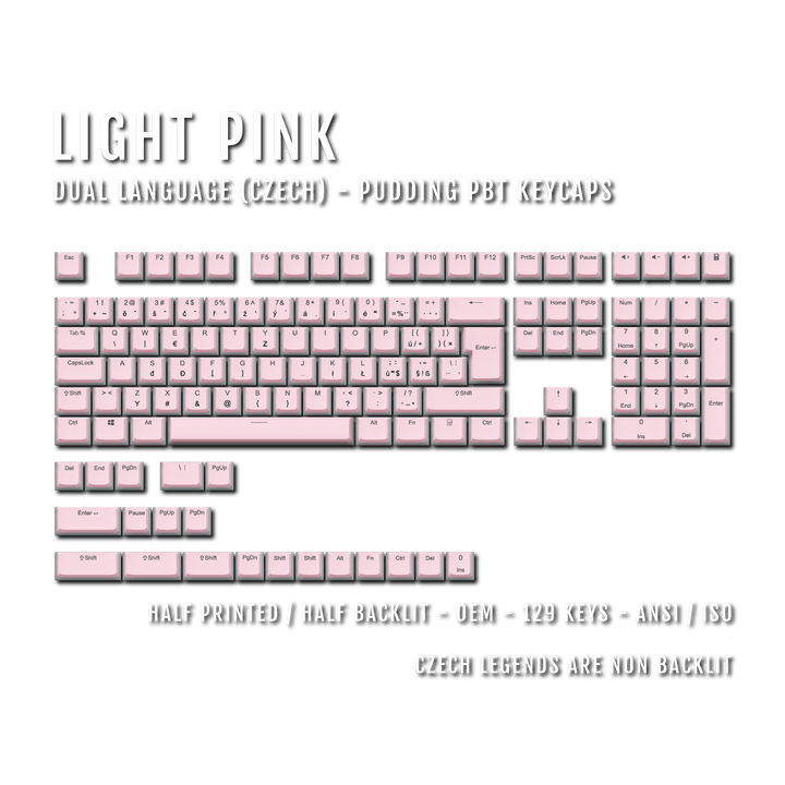 Light Pink Czech (ISO-CZ) Dual Language PBT Pudding Keycaps