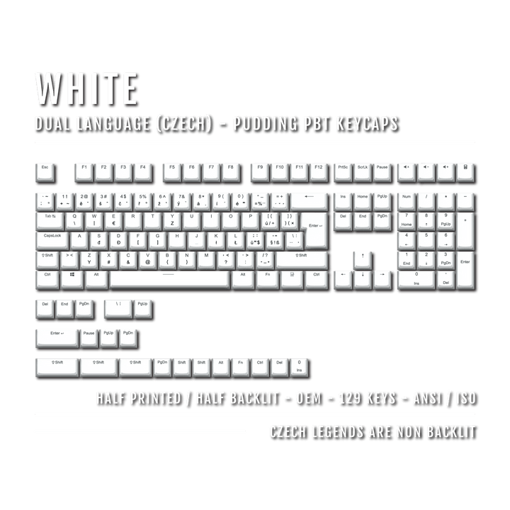 White Czech (ISO-CZ) Dual Language PBT Pudding Keycaps Krome Keycaps LTD czech