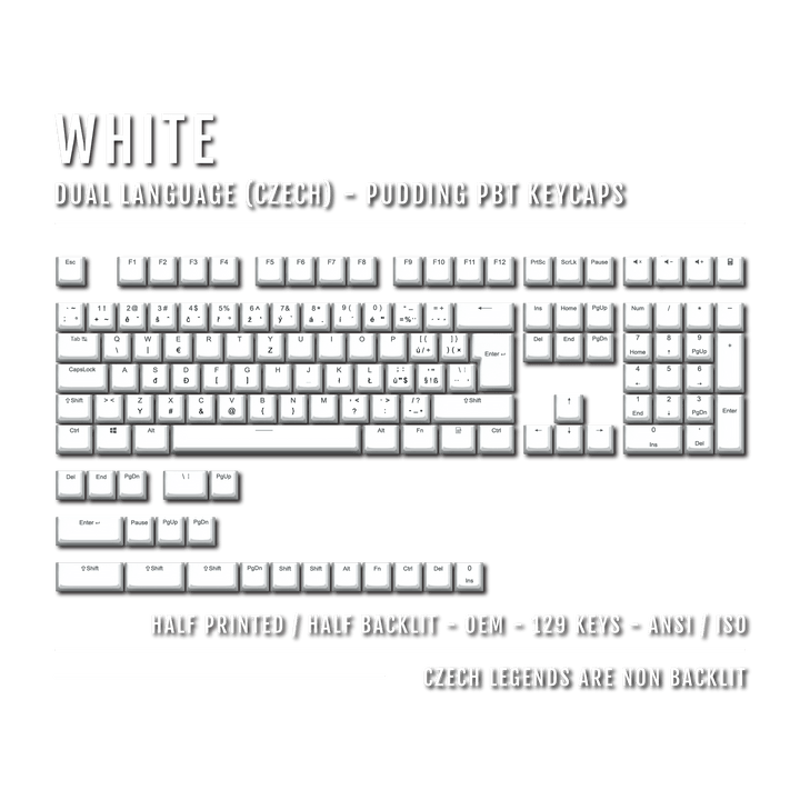 White Czech (ISO-CZ) Dual Language PBT Pudding Keycaps