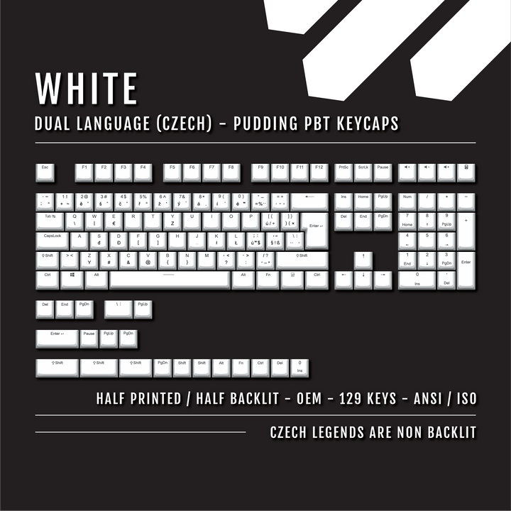 White Czech (ISO-CZ) Dual Language PBT Pudding Keycaps