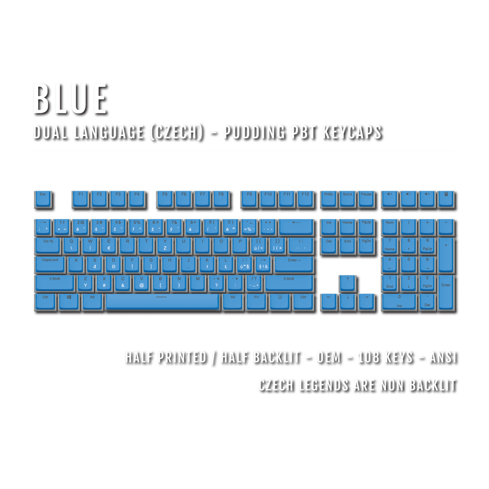 Blue Czech Dual Language PBT Pudding Keycaps Krome Keycaps LTD czech