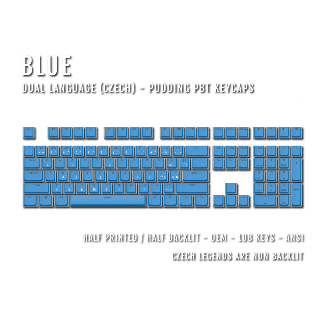 Blue Czech Dual Language PBT Pudding Keycaps