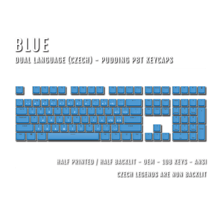 Blue Czech Dual Language PBT Pudding Keycaps