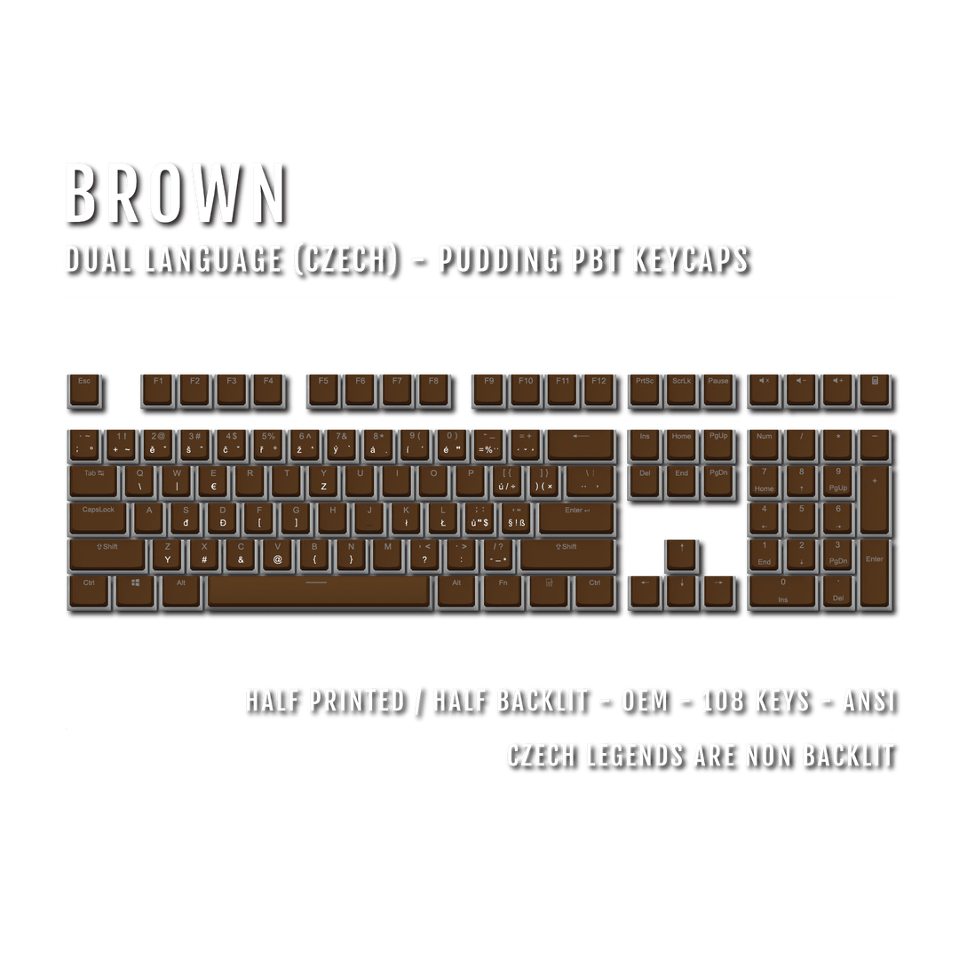 Brown Czech Dual Language PBT Pudding Keycaps