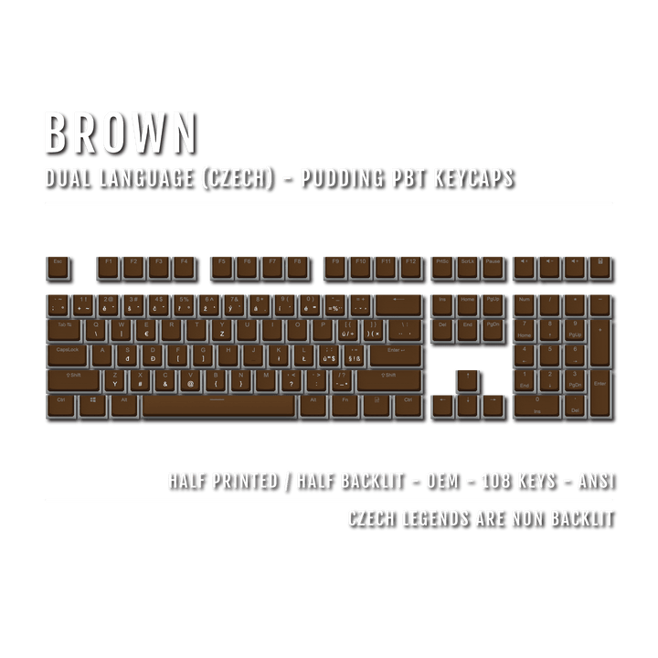 Brown Czech Dual Language PBT Pudding Keycaps