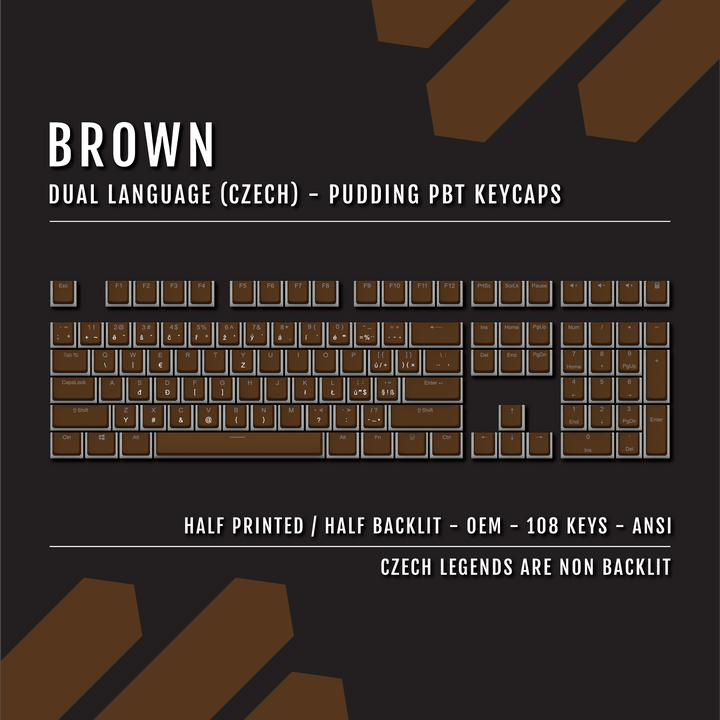 Brown Czech Dual Language PBT Pudding Keycaps Krome Keycaps LTD czech
