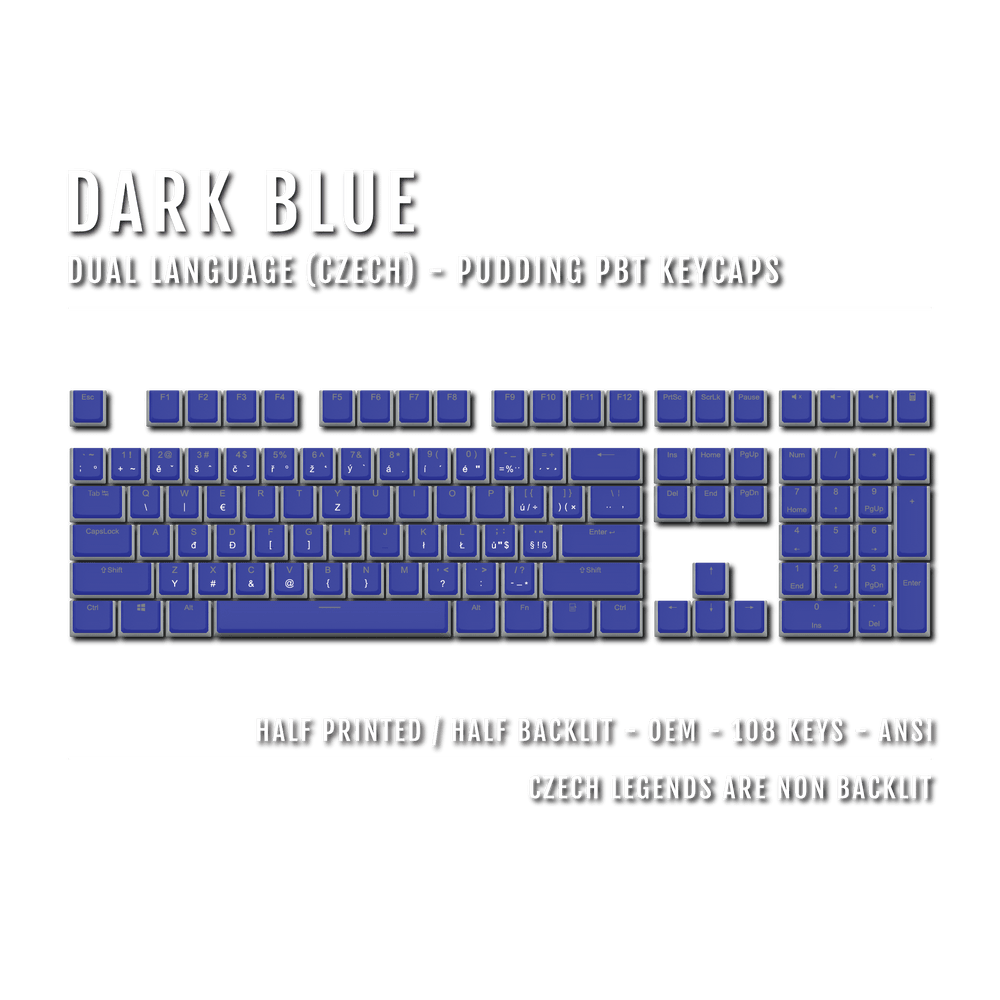 Dark Blue Czech Dual Language PBT Pudding Keycaps Krome Keycaps LTD czech