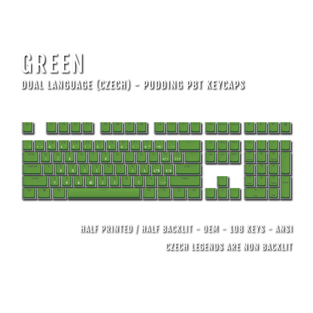 Green Czech Dual Language PBT Pudding Keycaps Krome Keycaps LTD czech