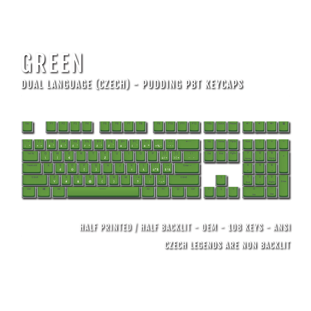 Green Czech Dual Language PBT Pudding Keycaps