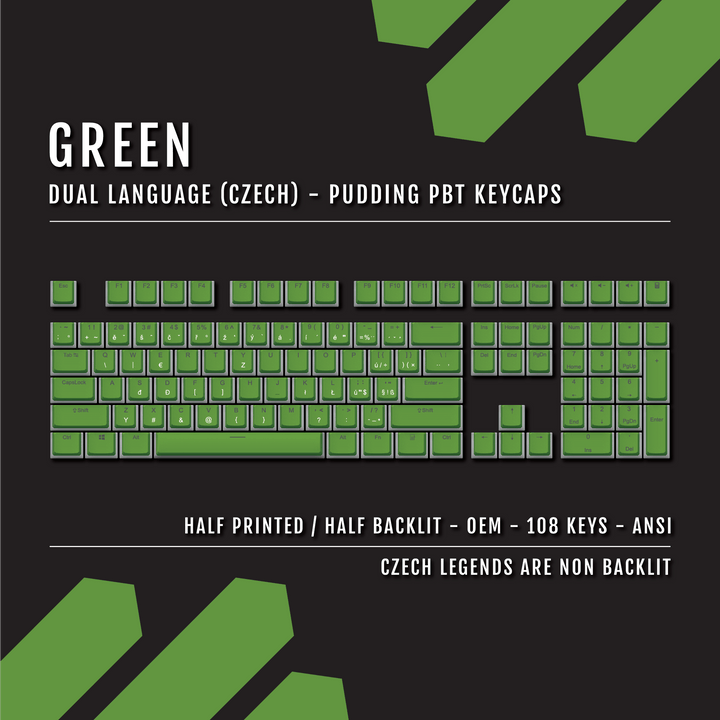 Green Czech Dual Language PBT Pudding Keycaps Krome Keycaps LTD czech