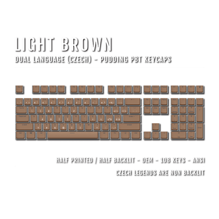 Light Brown Czech Dual Language PBT Pudding Keycaps