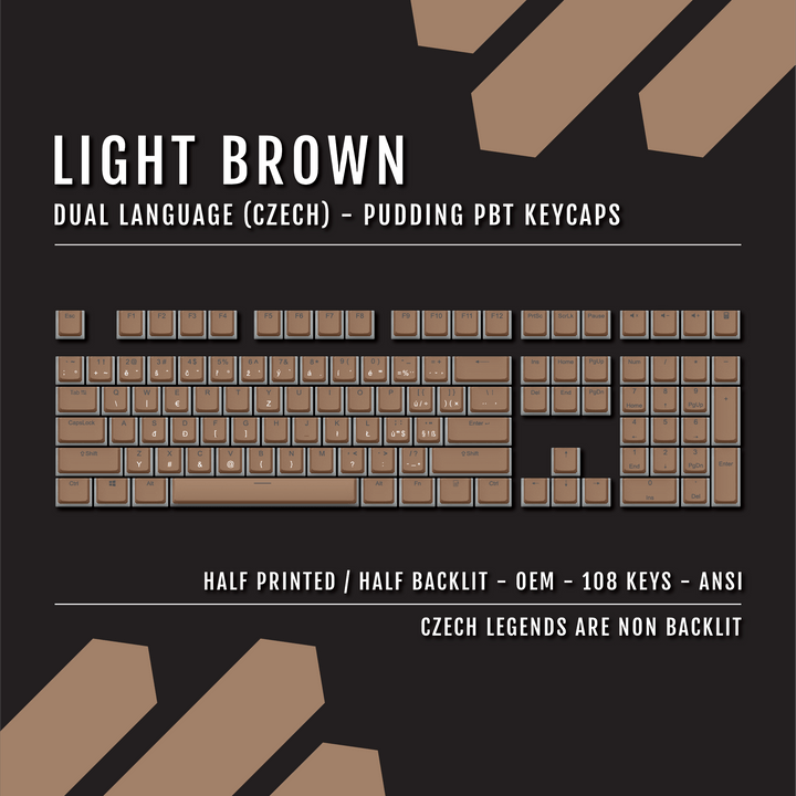 Light Brown Czech Dual Language PBT Pudding Keycaps