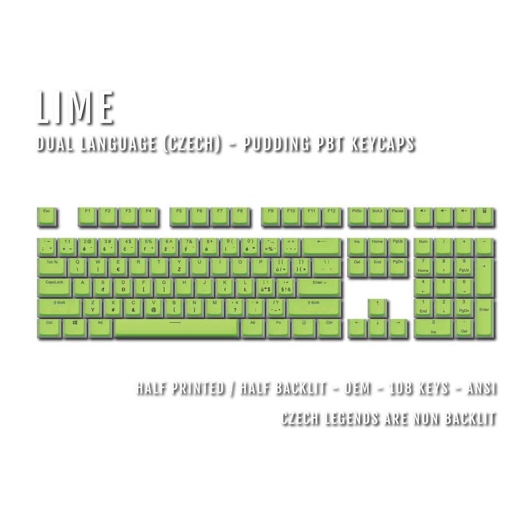 Lime Czech Dual Language PBT Pudding Keycaps