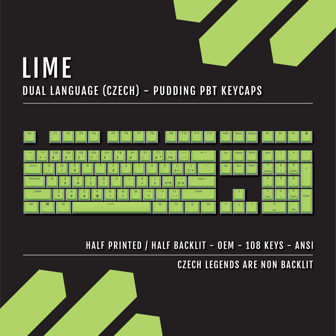 Lime Czech Dual Language PBT Pudding Keycaps