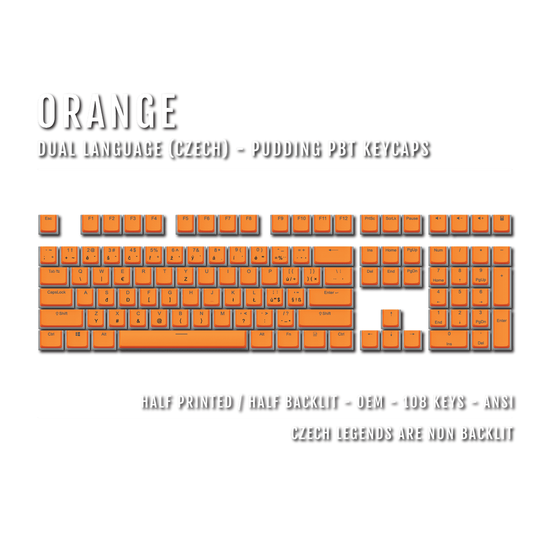 Orange Czech Dual Language PBT Pudding Keycaps