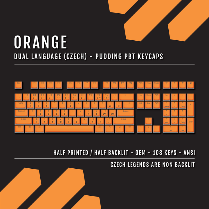 Orange Czech Dual Language PBT Pudding Keycaps Krome Keycaps LTD czech