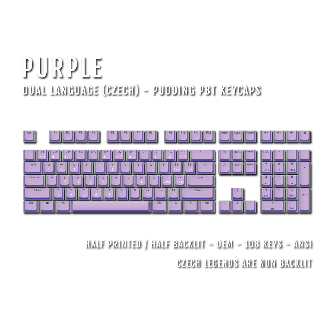 Purple Czech Dual Language PBT Pudding Keycaps