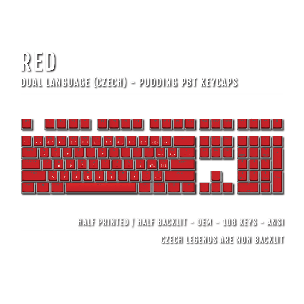 Red Czech Dual Language PBT Pudding Keycaps Krome Keycaps LTD czech