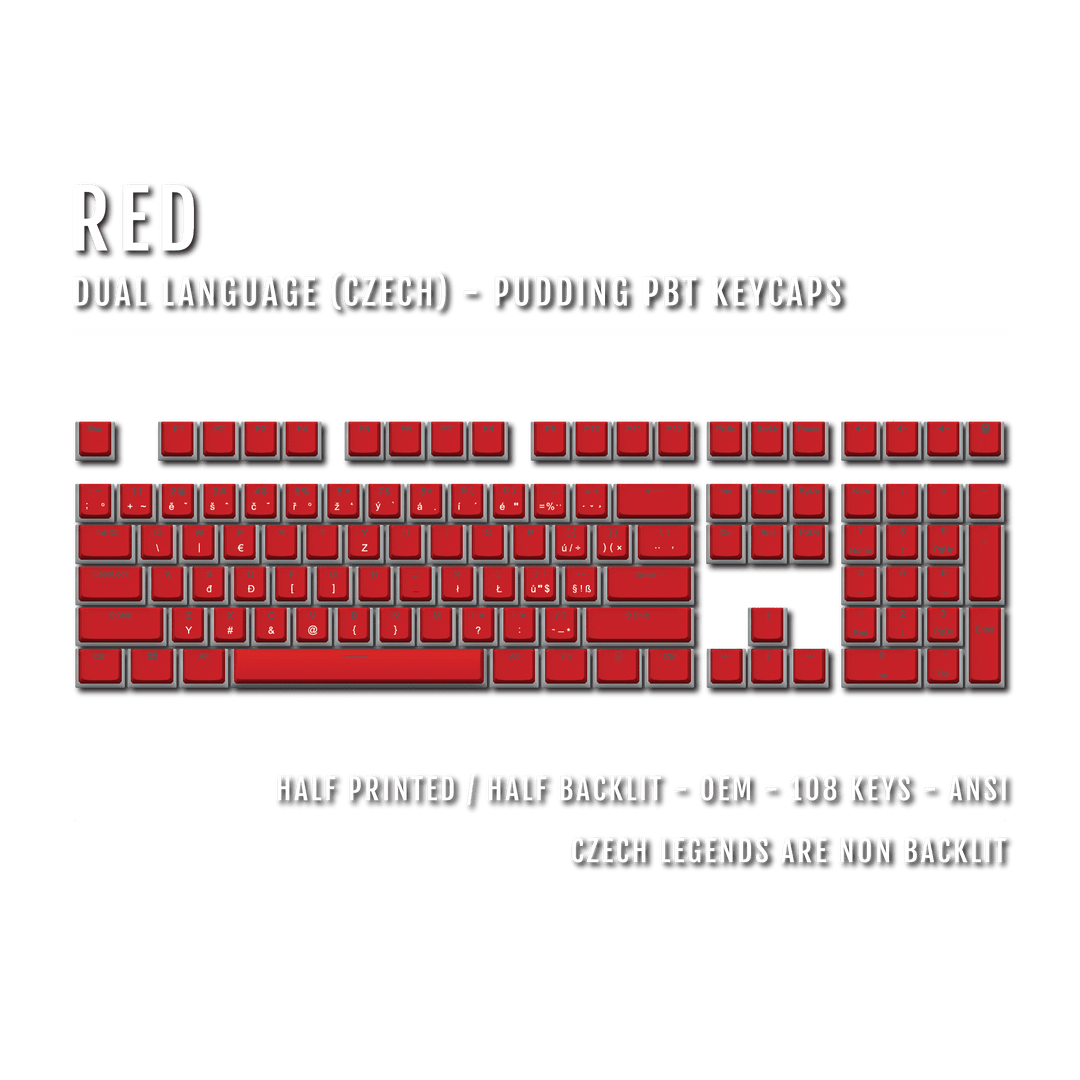 Red Czech Dual Language PBT Pudding Keycaps
