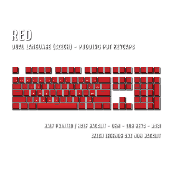 Red Czech Dual Language PBT Pudding Keycaps