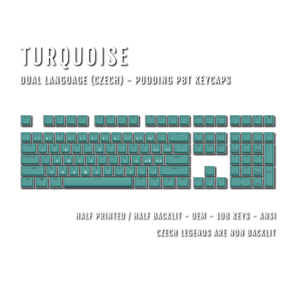 Turquoise Czech Dual Language PBT Pudding Keycaps Krome Keycaps LTD czech